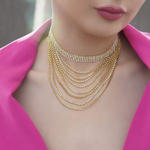 گردنبند چوکر پرنگین طلایی