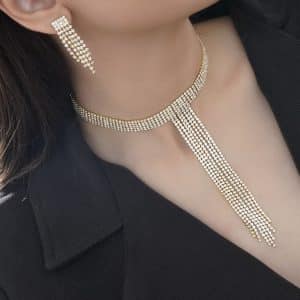 نیم ست پرنگین ابشاری طلایی