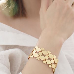 دستبند طرح طلای دو لوزی طلایی
