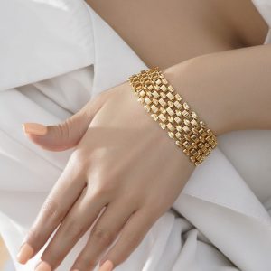 دستبند طرح طلا حصیری