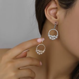 گوشواره دور نگین پایه عصایی