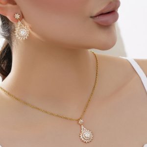 نیم ست پر نگین مدل 2 در دو رنگ