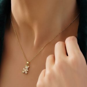 گردنبند خرس پرنگین طلایی