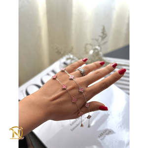 دستبند ونکلیف استیل صورتی کد 0146